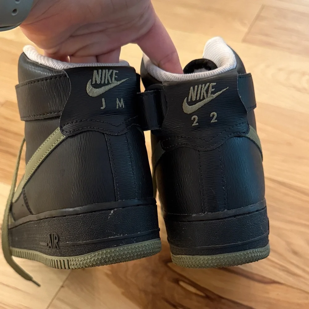 Nike Men's Olive and Black High-Top Sneakers - Picture 2 of 5